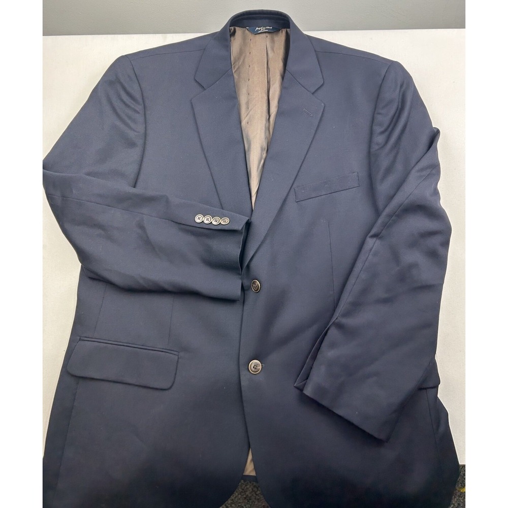Joseph & Feiss Gold Two Button‎ Blazer Wool Navy Blue Sport Coat Jacket 46R